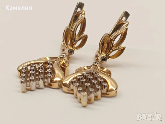 Златни обеци с брилианти. , снимка 9 - Обеци - 54493430