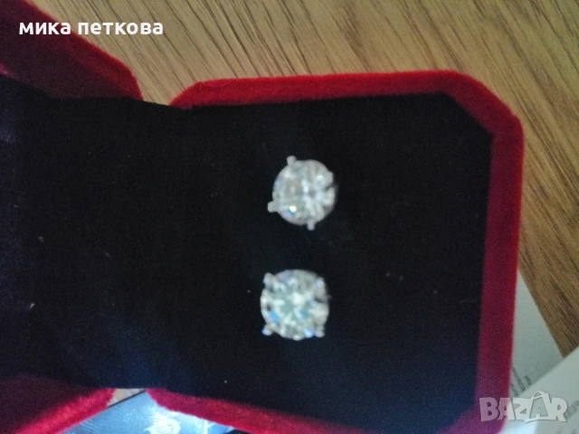 обеци от мойсанит, снимка 2 - Обеци - 54567635