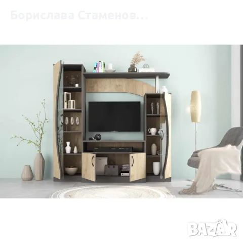 Холна секция с асиметричен дизайн и извити витринни линии, снимка 2 - Секции и витрини - 55517391