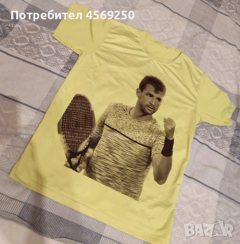Уникална жълта тениска с Григор Димитров (Гришо), снимка 4 - Тениски - 55087953