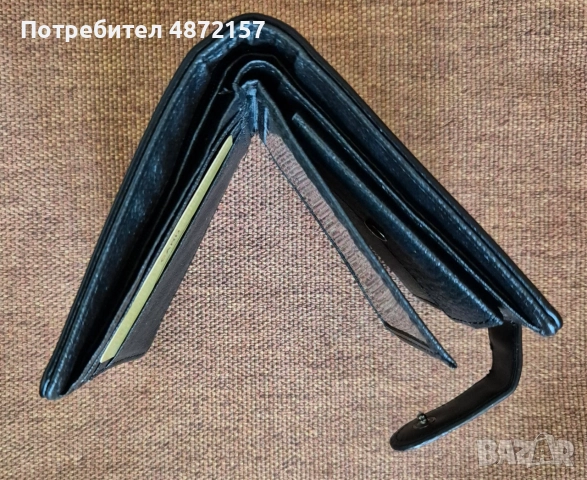 мъжки портфейл от естествена кожа, черен закопчаване, две отделения банкноти и монетник , снимка 7 - Портфейли, портмонета - 55155429