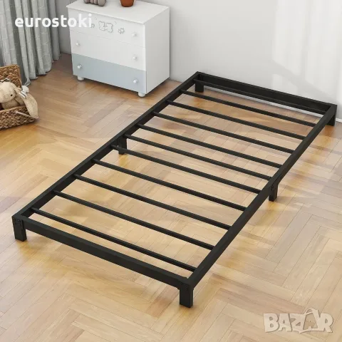 Метална ниска рамка за легло 90 x 200 см, модерно метално легло за възрастни, деца, тийнейджъри