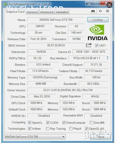 QTHREE GTX 750 4GB 128-bit Dual Fan Low Profile, снимка 6 - Видеокарти - 54915735