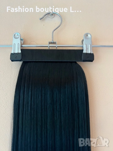 Нова черна коса екстеншън на конска опашка 60 сантиметра 100 грама може да се къдри изправя ❤️❤️❤️❤️, снимка 2 - Аксесоари за коса - 54175642