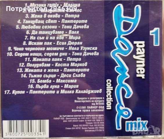 Payner Dance Collection 1(2001), снимка 2 - CD дискове - 54291954