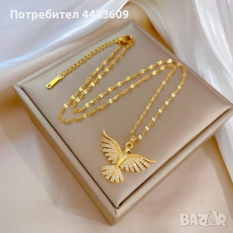 Позлатено колие " Феникс " , снимка 2 - Колиета, медальони, синджири - 54160870