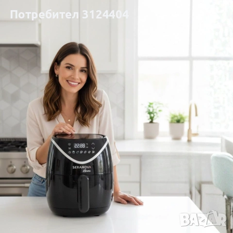 Фритюрник с горещ въздух (Air Fryer) Seranova, 5L, 2000W, Дигитален сензорен дисплей, снимка 4 - Фритюрници - 54968122
