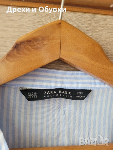 Дамска риза бяло и синьо райе Zara , снимка 2 - Ризи - 54792494