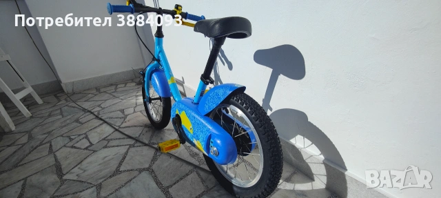 Детско колело Btwin 500 Ocean, 14", синьо, с помощни колела – 3-5 години, снимка 8 - Велосипеди - 55175964