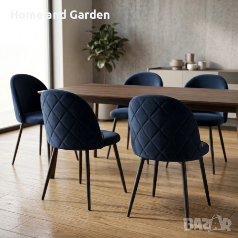 Дизайнерски син стол FARO – тапициран, стабилен и удобен, снимка 6 - Столове - 53973815