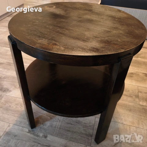 Дървена ретро маса стил Mid-century. 60 см., снимка 2 - Маси - 55195004