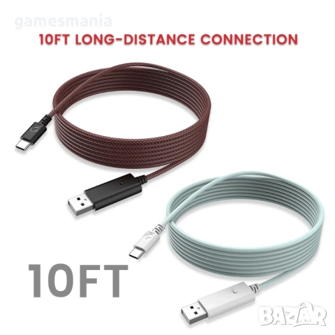 GameSir 3M USB Type-C / Data Transfer / Кабел/ White & Cyan/ Black & Red