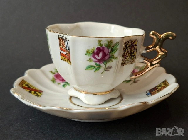 Порцеланова чаша за кафе с подложна чиния, снимка 2 - Чаши - 53995513