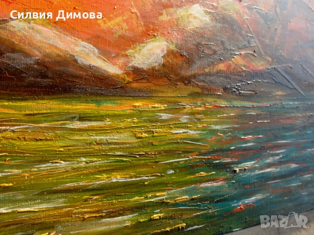 Маслени бои, платно, Моски залез, пурпурен, снимка 6 - Картини - 54328675