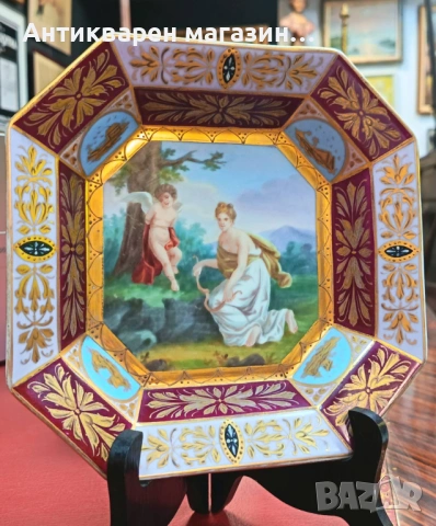 Колекционерска ,виенска порцеланова чиния Royal Vienna style“ , снимка 3 - Сервизи - 54722587