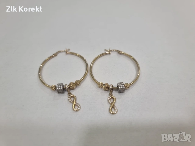Дамски златни обеци тип хълки , снимка 2 - Обеци - 55035946