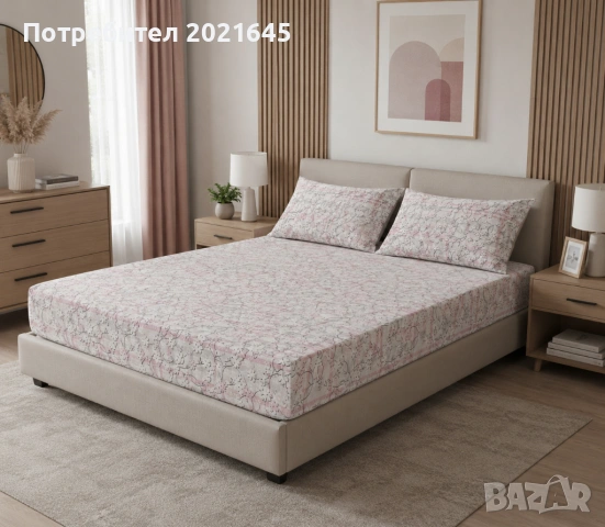 чаршаф с латик за 180/200 и 2 калъфки, снимка 4 - Спално бельо - 54490388