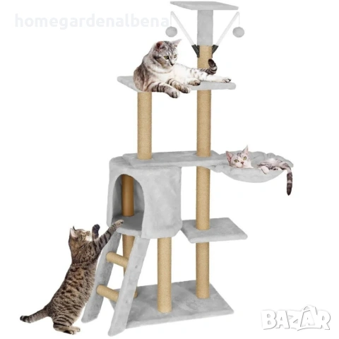 🐱 Драскалка кула за котки XXL – 136 см | 7 нива, къщичка и играчки 🐾, снимка 2 - За котки - 54627938