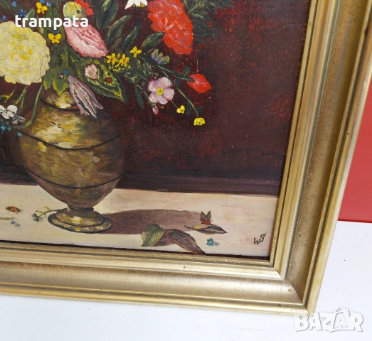 НАЙ ДОБРАТА ОФЕРТА Стара немска картина Подписана WS (1950-60), снимка 2 - Антикварни и старинни предмети - 54668964