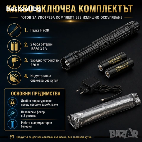 Силен ръчен лед фенер с електрошок палка бухалка за кучета самозащита, снимка 5 - Оборудване и аксесоари за оръжия - 29092273