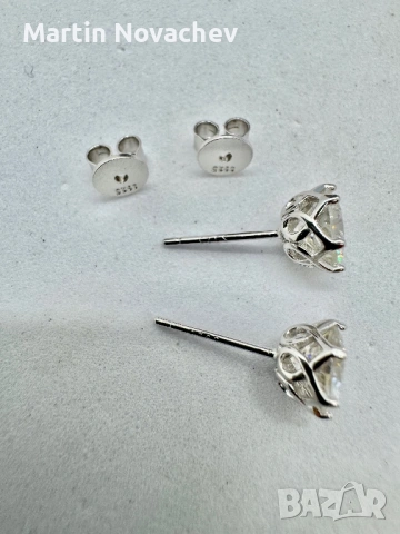 Сребърни обеци с мойсанит (Диамант) 1 карат, снимка 9 - Обеци - 54242940