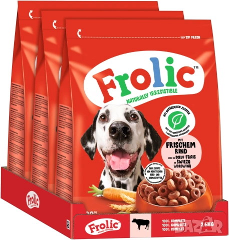 Качествена Деликатесна Храна за кучета FROLIC с Говеждо 2.6кг / 11 евро, снимка 3 - За кучета - 55146984
