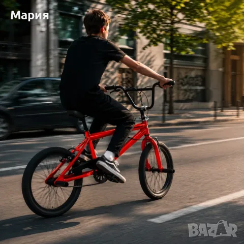 BMX велосипед TOIMSA 20” – Червен freestyle BMX с 360° ротор и V-Brake, снимка 5 - Детски велосипеди, триколки и коли - 55615260