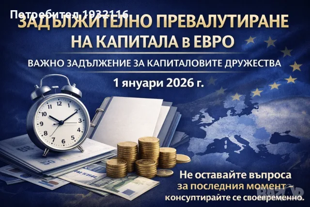Превалутиране на капитала в евро – пълно правно съдействие, снимка 4 - Адвокатски услуги - 55672072