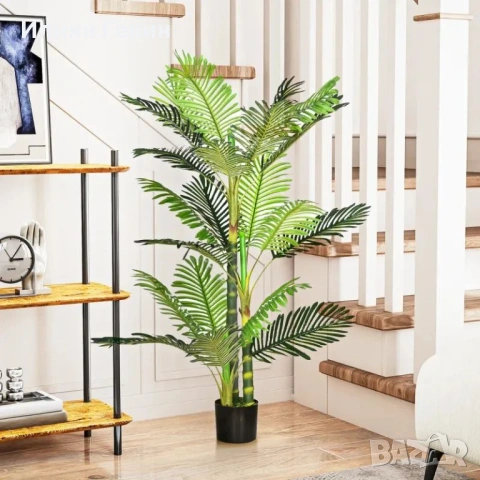 Изкуствено растение HOMCOM, изкуствена палма, снимка 2 - Изкуствени цветя - 54222764