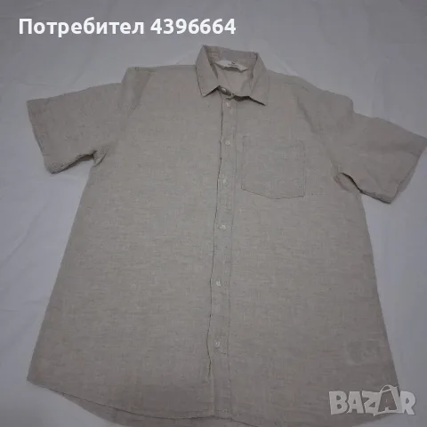 Бежева ленена риза за момче на H&M 170размер, снимка 3 - Детски ризи - 55417609
