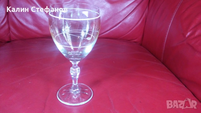 Ретро чаши за вино, калиево стъкло, ръчна гравюра – 6 бр, снимка 7 - Чаши - 54174077