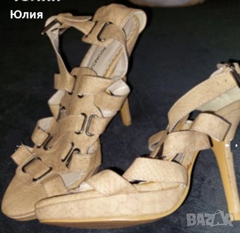 Ефектни Сандали Бежави с капси, снимка 9 - Дамски обувки на ток - 25735430