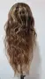 Естествена чуплива перука от бразилска коса 70-75 см - Lace Front 13x4, кафява с руси кичури, снимка 3