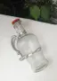 Голямо стъклено шише с метална дръжка и обков, снимка 2
