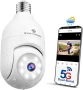 SYMYNELEC 5GHz/2.4GHz Външна водоустойчива камера за видеонаблюдение с крушка, охранителна камера , снимка 1