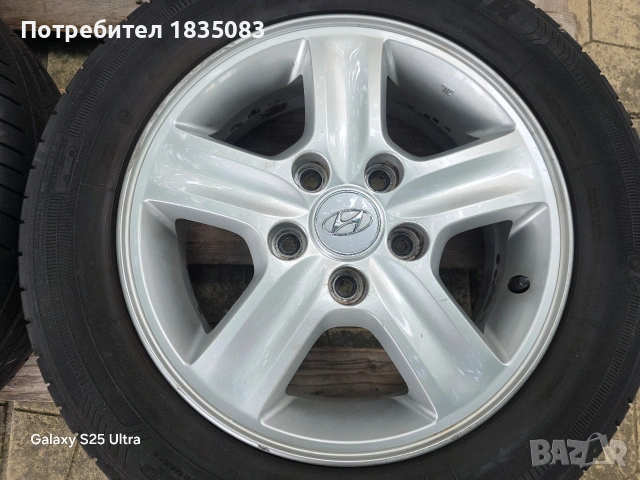 Лети джанти 15ки 5х114.3 Hyundai + летни гуми 185/65/15, снимка 6 - Гуми и джанти - 55289196