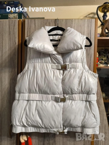 Дълга бяла  дамска грейка , снимка 2 - Елеци - 54265396