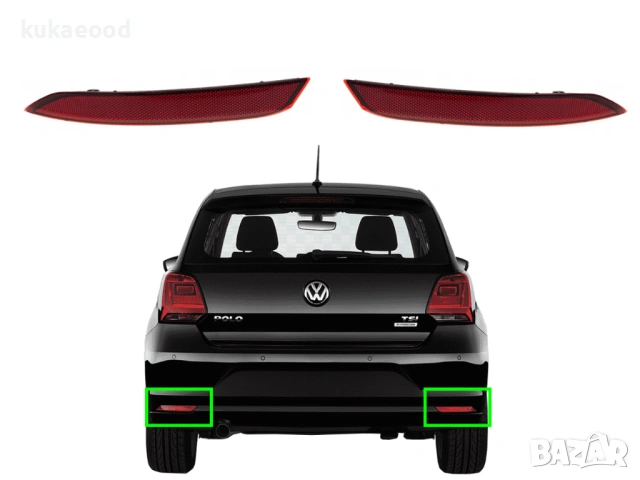 Рефлектор за задна броня на VW Polo 6C, снимка 4 - Части - 54106838