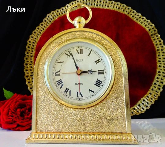 Настолен часовник,будилник Landex,позлатен бронз. , снимка 11 - Антикварни и старинни предмети - 54962692