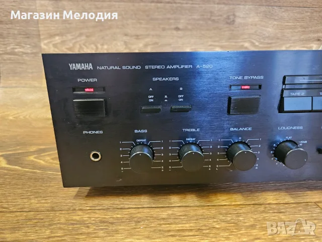 Усилвател Yamaha A-520 Natural Sound – Японска мощ и детайл от Златната ера Две по 80 вата, снимка 3 - Ресийвъри, усилватели, смесителни пултове - 55400837