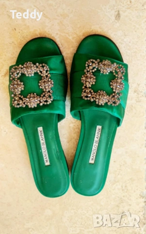  Обувки чехли Manоlo Blahnik (оригинал, нисък ток), номер 38.5-39, снимка 5 - Дамски елегантни обувки - 55054756