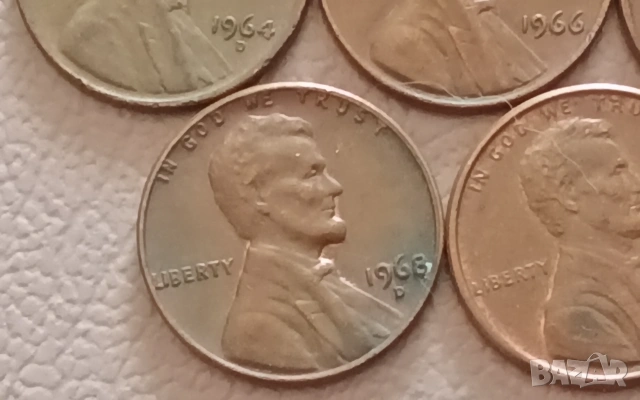 Лот 1 американски цент 1964-1969, снимка 5 - Нумизматика и бонистика - 54992306