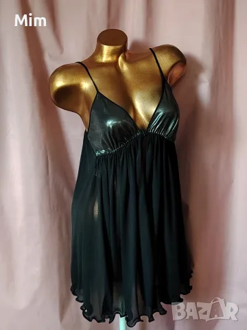 XL Черна ефирна , къса нощница, снимка 5 - Нощници - 55659484