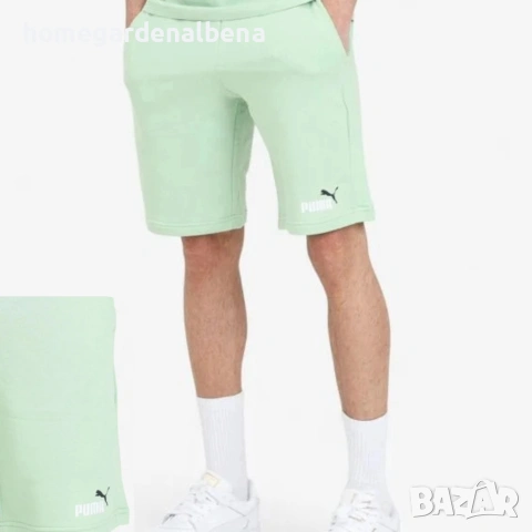 PUMA Essentials+ 2 Color Logo мъжки къси панталони зелени спорт, снимка 5 - Къси панталони - 54441527