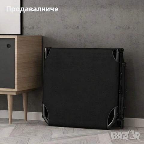 Сгъваемо къмпинг легло и градински шезлонг 2в1, с мек матрак и възглавница, Регулируем, Черен, снимка 8 - Градински мебели, декорация  - 54757814