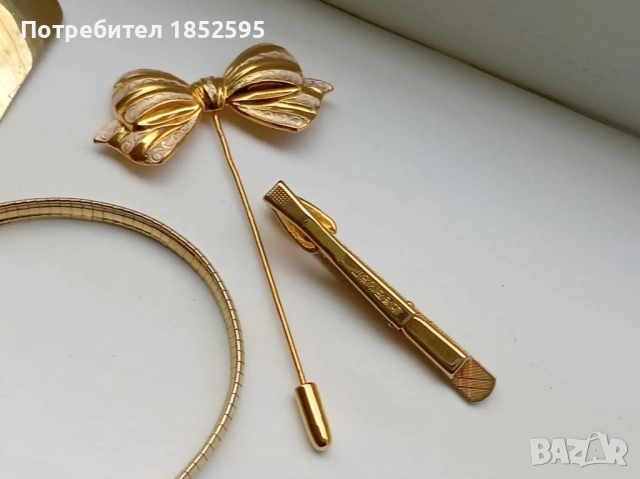 Vintage лот от обеци, гривна, брошка-игла и щипка. , снимка 2 - Обеци - 54721125