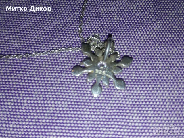 Детско сребърно колие проба 925 с висулка с кристали 3.19грама, снимка 7 - Колиета, медальони, синджири - 55412753