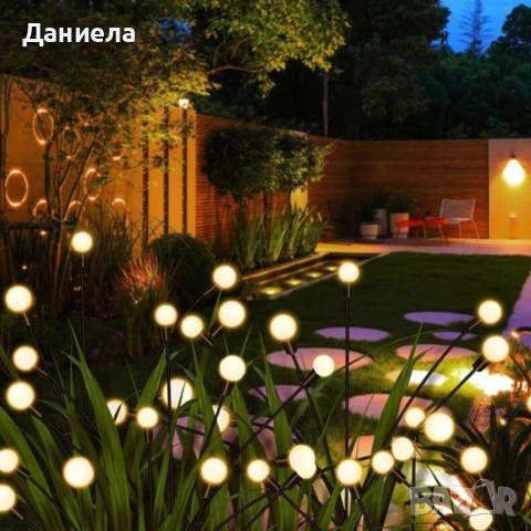 Соларни градински лампи "Светулки" 6 LED, комплект 2 броя - Топла бяла светлина, IP65, до 15 часа , снимка 6 - Декорация за дома - 54837264