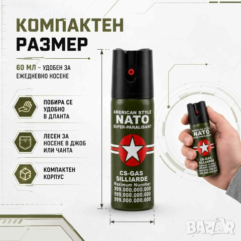Газов лютив спрей парализиращ за самозащита самоотбрана хора кучета кучегон, снимка 3 - Екипировка - 48392006