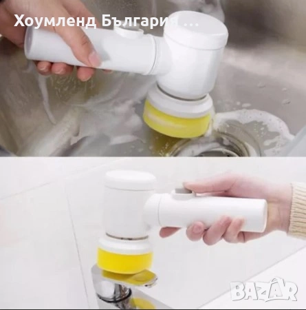 Електрическа четка за миене на съдове с гъбичка и приставки, снимка 3 - Мопове, кофи, четки и метли - 54452308